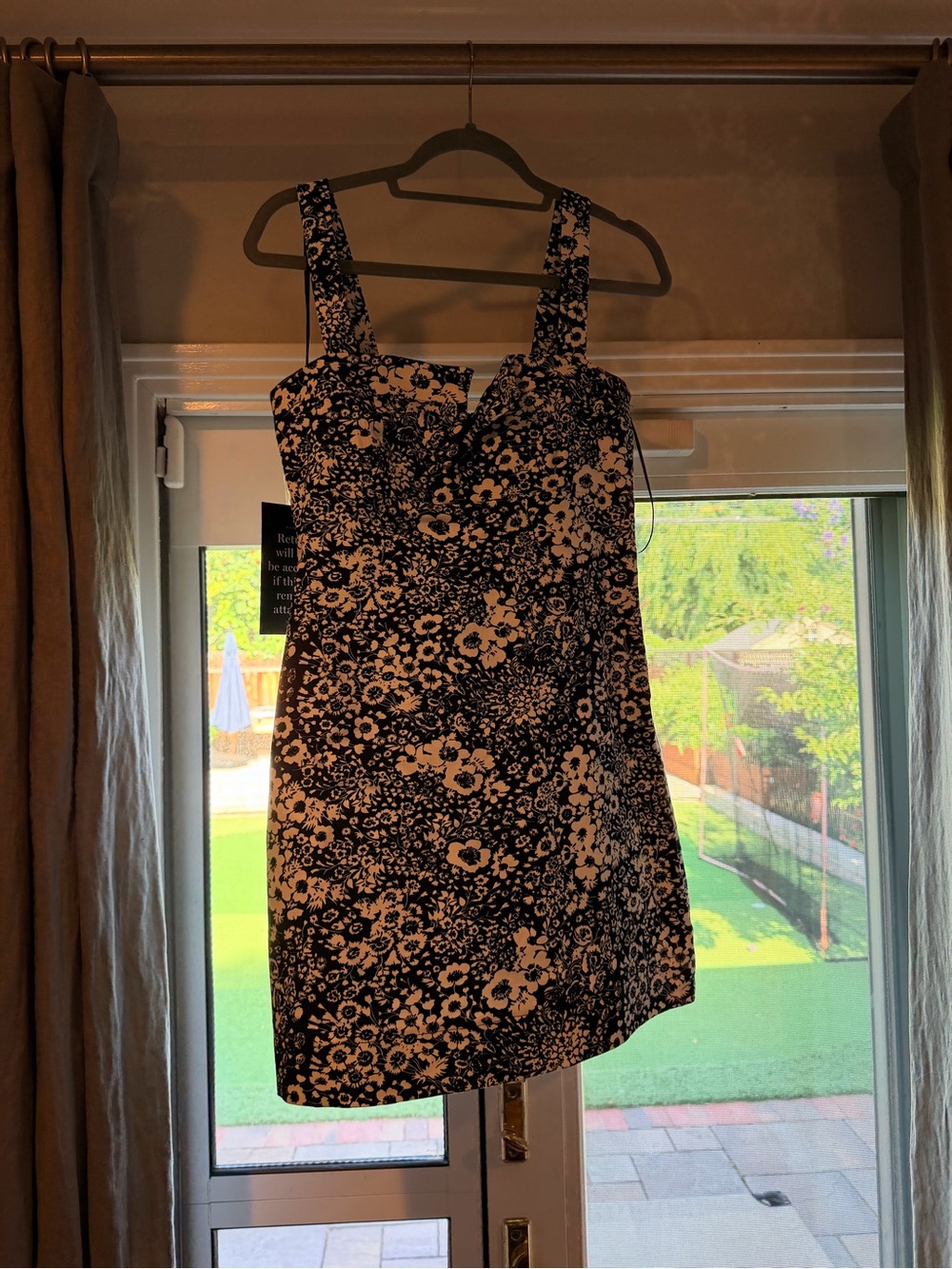 Hyacinth House Black & White Denim Floral Gaia Mini Dress - Picture 2 of 6